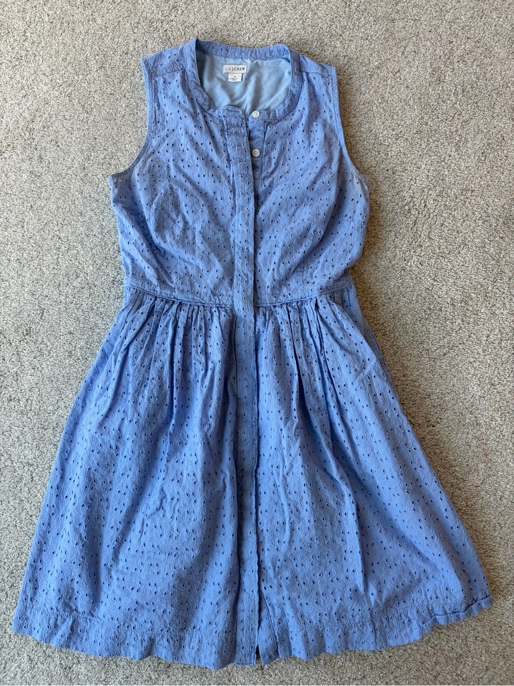 J. Crew Women’s Light Blue Eyelet Cotton Dress